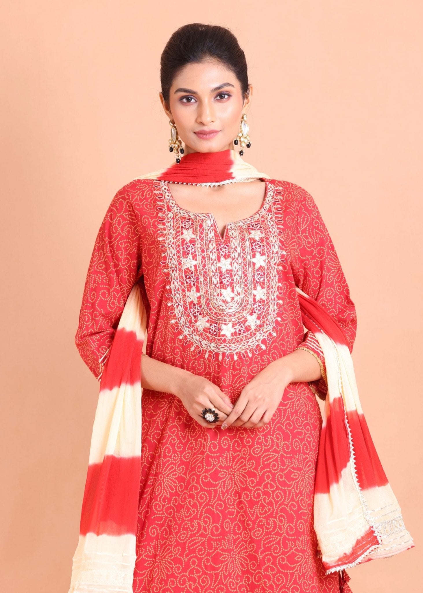 Red Sharara Suit Set - Anvi Couture