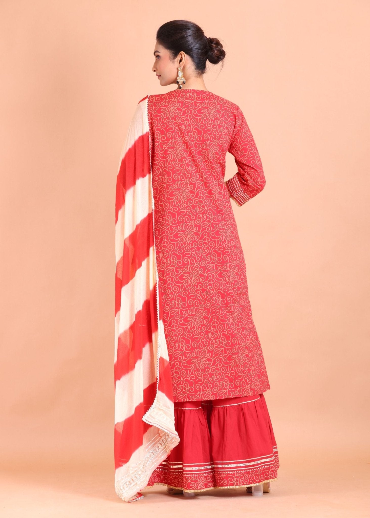Red Sharara Suit Set - Anvi Couture