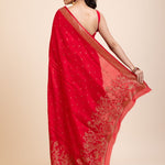 Red Soft Silk Saree Floral Woven Motifs - Anvi Couture