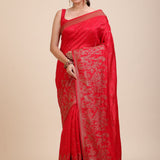 Red Soft Silk Saree Floral Woven Motifs Full
