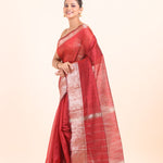 Red Soft Silk with Silver Border front
