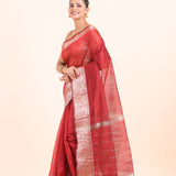 Red Soft Silk with Silver Border front