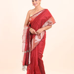Red Soft Silk with Silver Border side