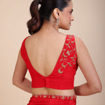 Red V Neck Designer Embroidered Blouse back
