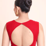 Red Velvet Queen Anne Neckline Sleeveless Blouse back
