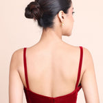 Red Velvet Spaghetti Strap Blouse with Sweetheart Neckline - Anvi Couture