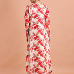 Red and Gold Co-Ord Set with Floral Embroidered Jacket Back View