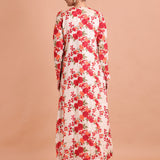 Red and Gold Co-Ord Set with Floral Embroidered Jacket Back View