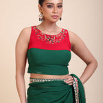 Red and Green Hand Embroidered Designer Blouse Full