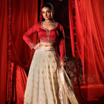Red and White Bridal Lehenga Set Full

