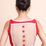 Red and White Designer V Neck Blouse - Anvi Couture