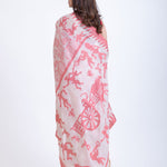 Red and White Jamdani Handloom Saree -  Back
