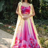 Rose Bloom Ivory Floral Lehenga Jacket Set - Anvi Couture
