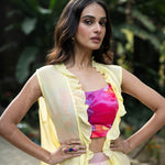 Rose Bloom Ivory Floral Lehenga Jacket Set - Anvi Couture
