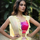 Rose Bloom Ivory Floral Lehenga Jacket Set - Anvi Couture