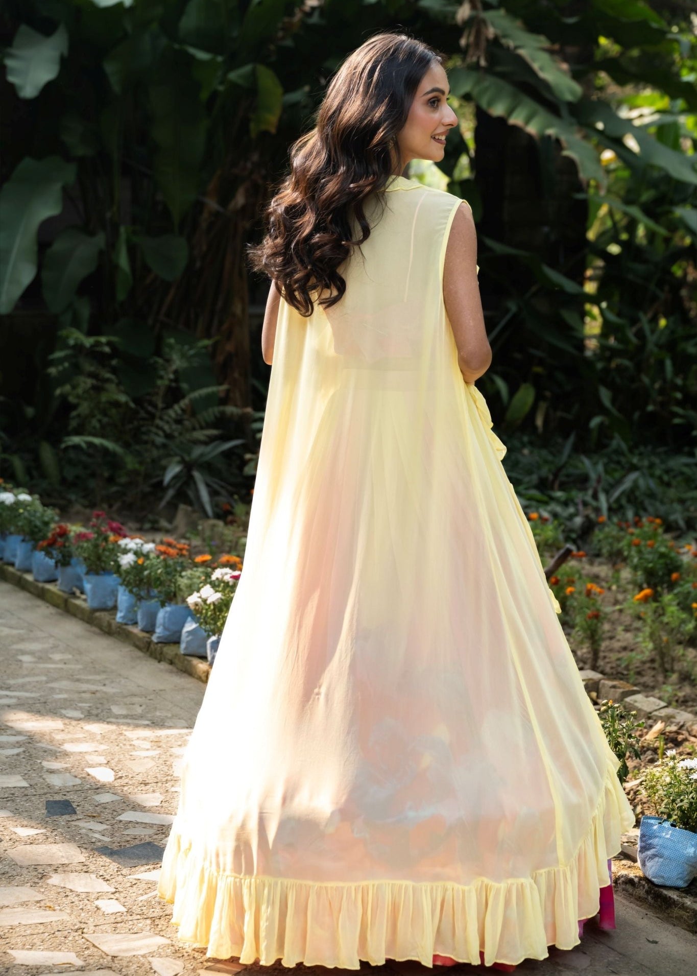 Rose Bloom Ivory Floral Lehenga Jacket Set - Anvi Couture