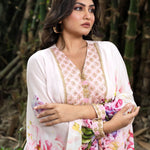 Rose Mist Blush Pink Floral Lehenga Set with Handcrafted Top - Anvi Couture