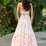 Rose Pink Mist Soft Blush Floral Lehenga — back view - Anvi Couture