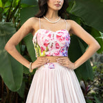 Rose Pink Mist Soft Blush Floral Lehenga — floral print close-up