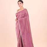 Rose Pink Tissue Silk Saree With Embroidered Work front