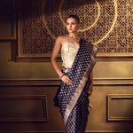 Royal Blue Bridal Banarasi Saree - Anvi Couture