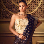 Royal Blue Bridal Banarasi Saree - Anvi Couture