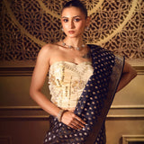 Royal Blue Bridal Banarasi Saree - Anvi Couture