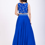 Royal Blue Crop Top Lehenga Set With Hand Embroidered Blouse Back