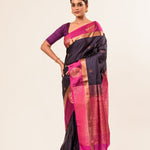 Royal Blue Kanjivaram Silk Saree with Floral Butas