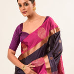 Royal Blue Kanjivaram Silk Saree with Floral Butas