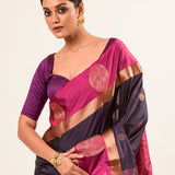 Royal Blue Kanjivaram Silk Saree with Floral Butas