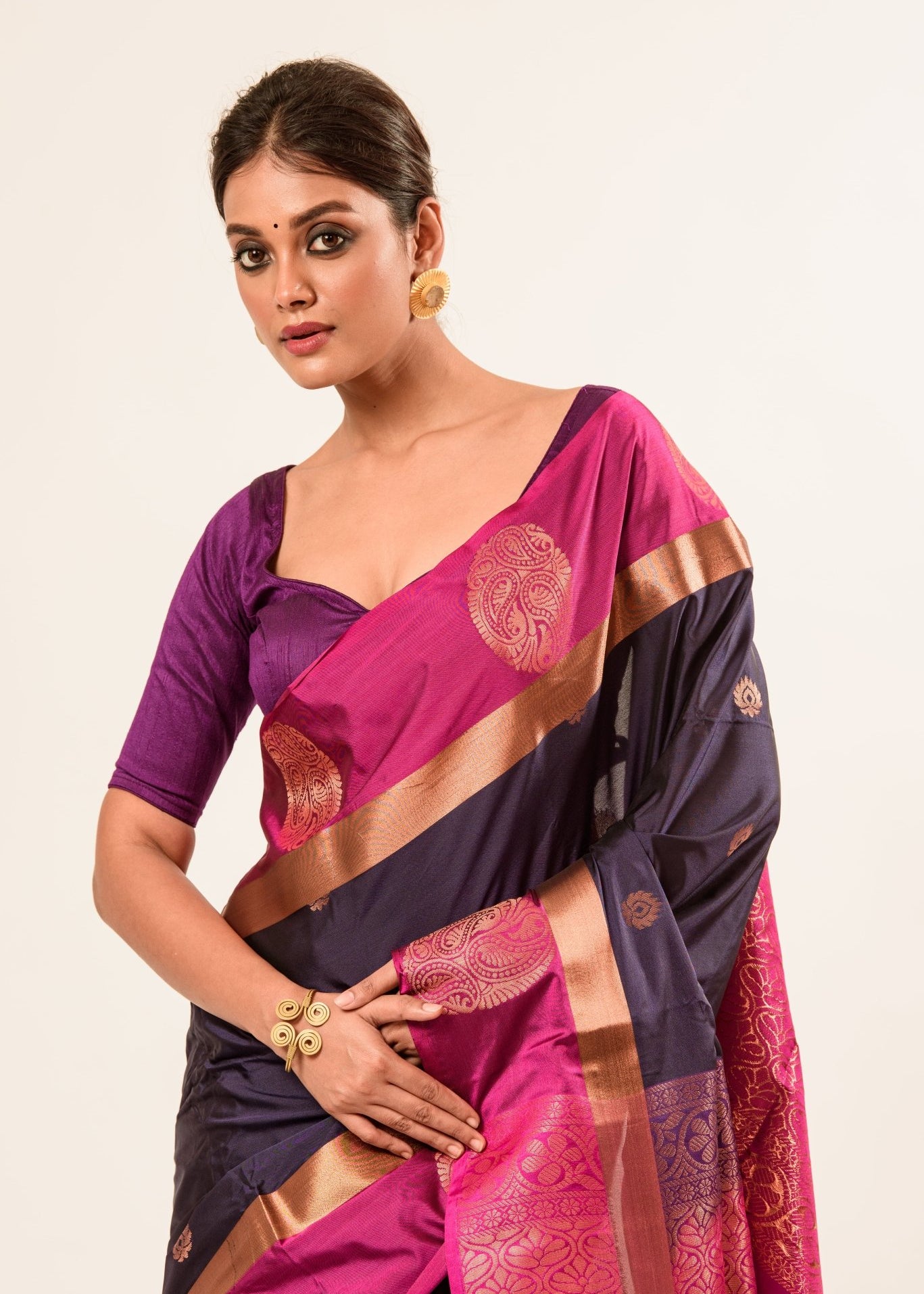 Royal Blue Kanjivaram Silk Saree with Floral Butas