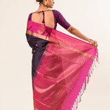 Royal Blue Kanjivaram Silk Saree with Floral Butas