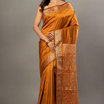 Rust Orange Silk Saree With Thread Woven Border and Pallu - Anvi Couture