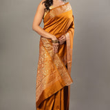 Rust Orange Silk Saree With Thread Woven Border and Pallu - Anvi Couture