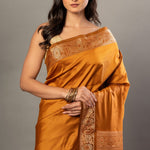 Rust Orange Silk Saree With Thread Woven Border and Pallu - Anvi Couture