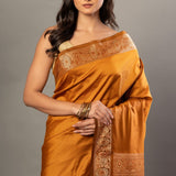 Rust Orange Silk Saree With Thread Woven Border and Pallu - Anvi Couture