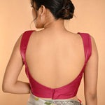 Pink Sleeveless Organza Blouse with Sweetheart Neckline - Anvi Couture