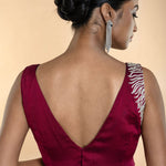 Purple Sleeveless Blouse with Stone Embellishment - Anvi Couture