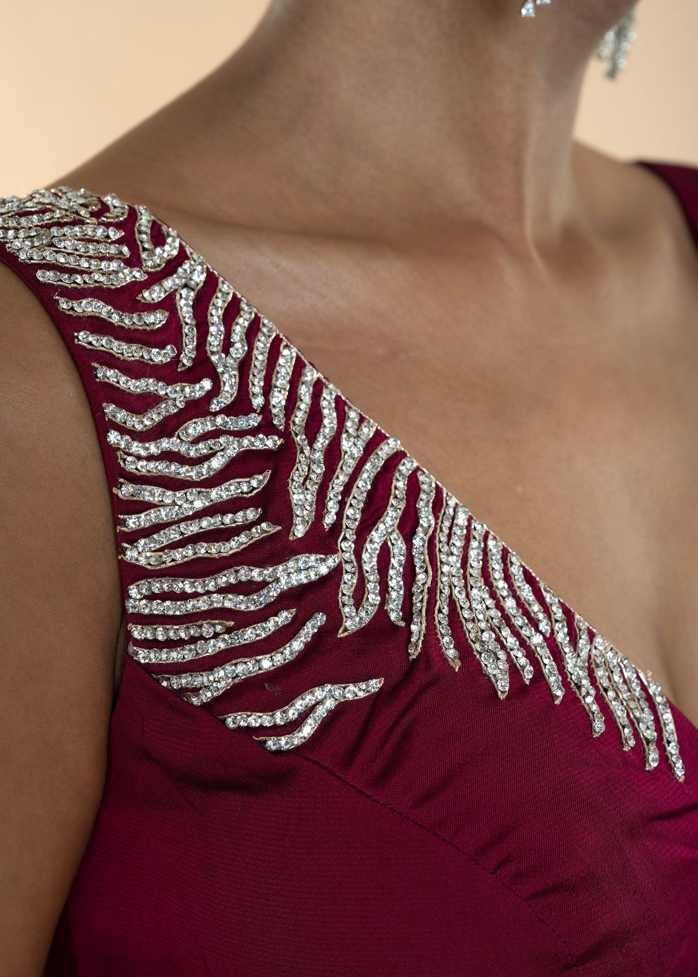 Purple Sleeveless Blouse with Stone Embellishment - Anvi Couture