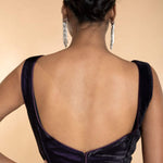 Dark Purple Sleeveless Georgette Blouse with V Neckline - Anvi Couture