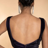 Dark Purple Sleeveless Georgette Blouse with V Neckline - Anvi Couture