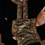 Black Hand Embroidered Velvet Lehenga with Jacket - Anvi Couture