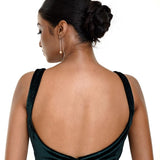 Dark Green Velvet Sleeveless Blouse With Queen Anne Neckline - Anvi Couture