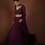 Purple Lehenga with Sequin Work Full Sleeve Choli and Matching Dupatta - Anvi Couture