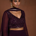 Purple Lehenga with Sequin Work Full Sleeve Choli and Matching Dupatta - Anvi Couture