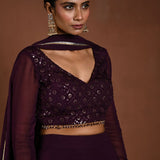 Purple Lehenga with Sequin Work Full Sleeve Choli and Matching Dupatta - Anvi Couture