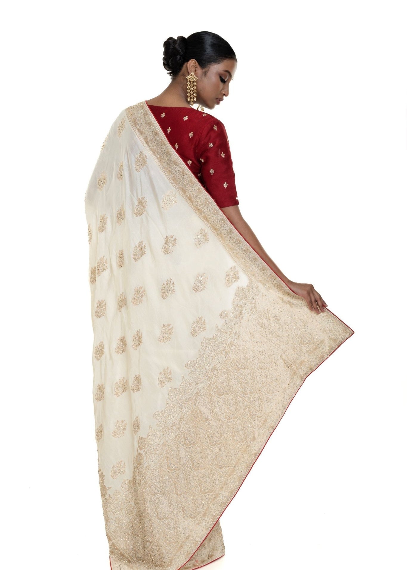 White and Golden Saree