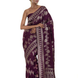 Wine Silk Woven Saree With Stonework and Unstitched Blouse Piece - Anvi Couture