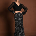 Black Sequin Mermaid Style Lehenga with Black Full Sleeve Gorgeous Top - Anvi Couture